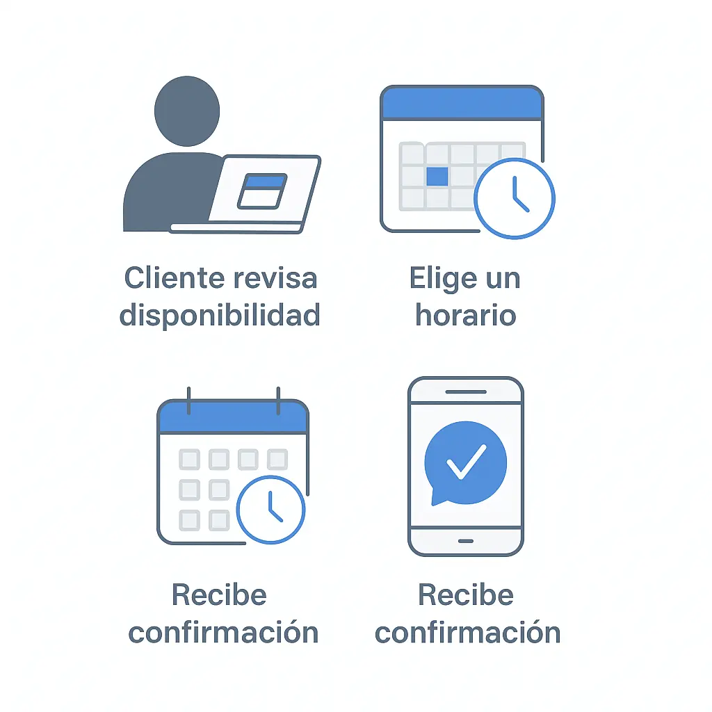 Proceso del agendamiento online explicado en tres pasos